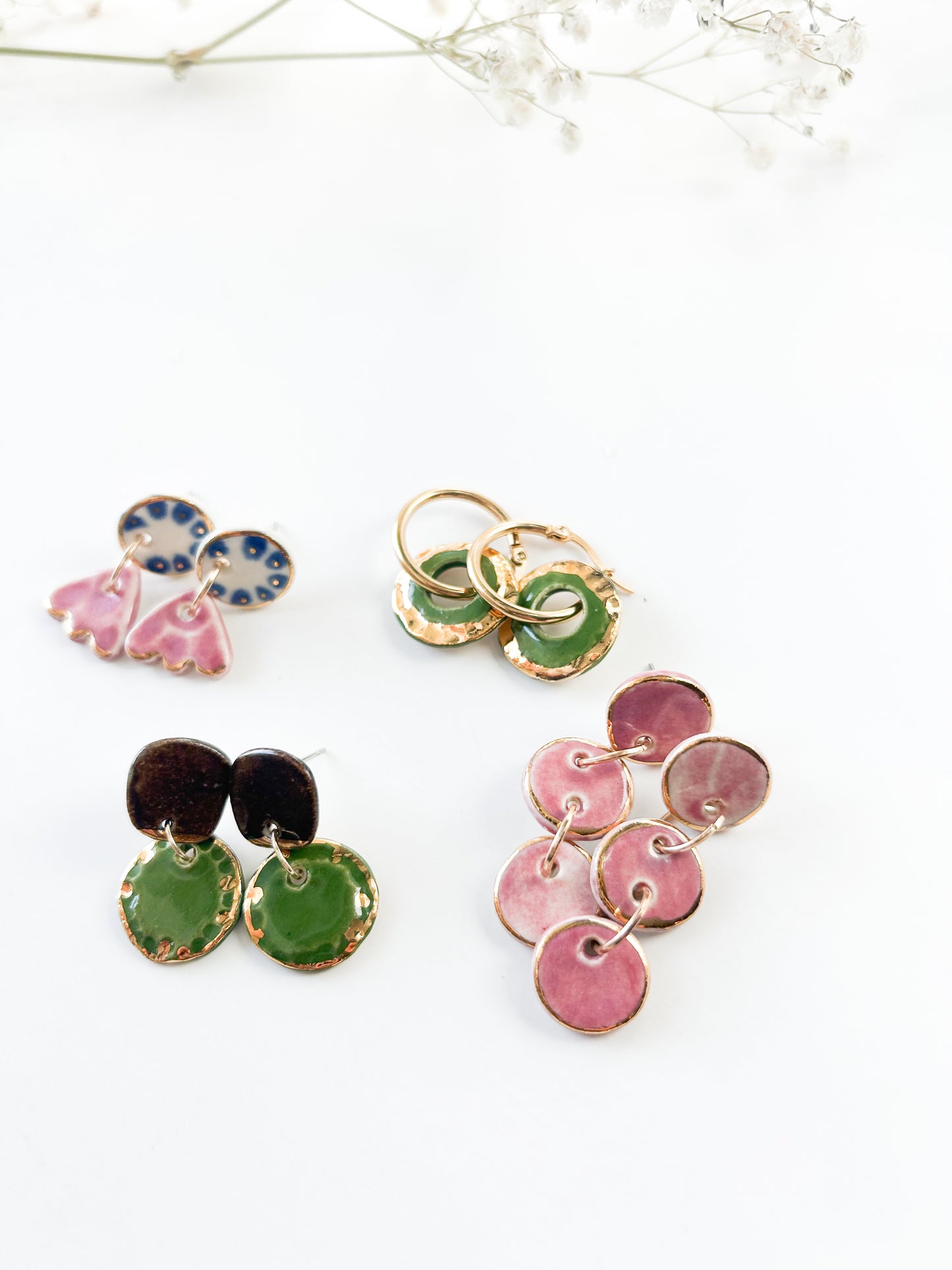 ceramic jewelry, ceramic hoops, porcelain jewelry