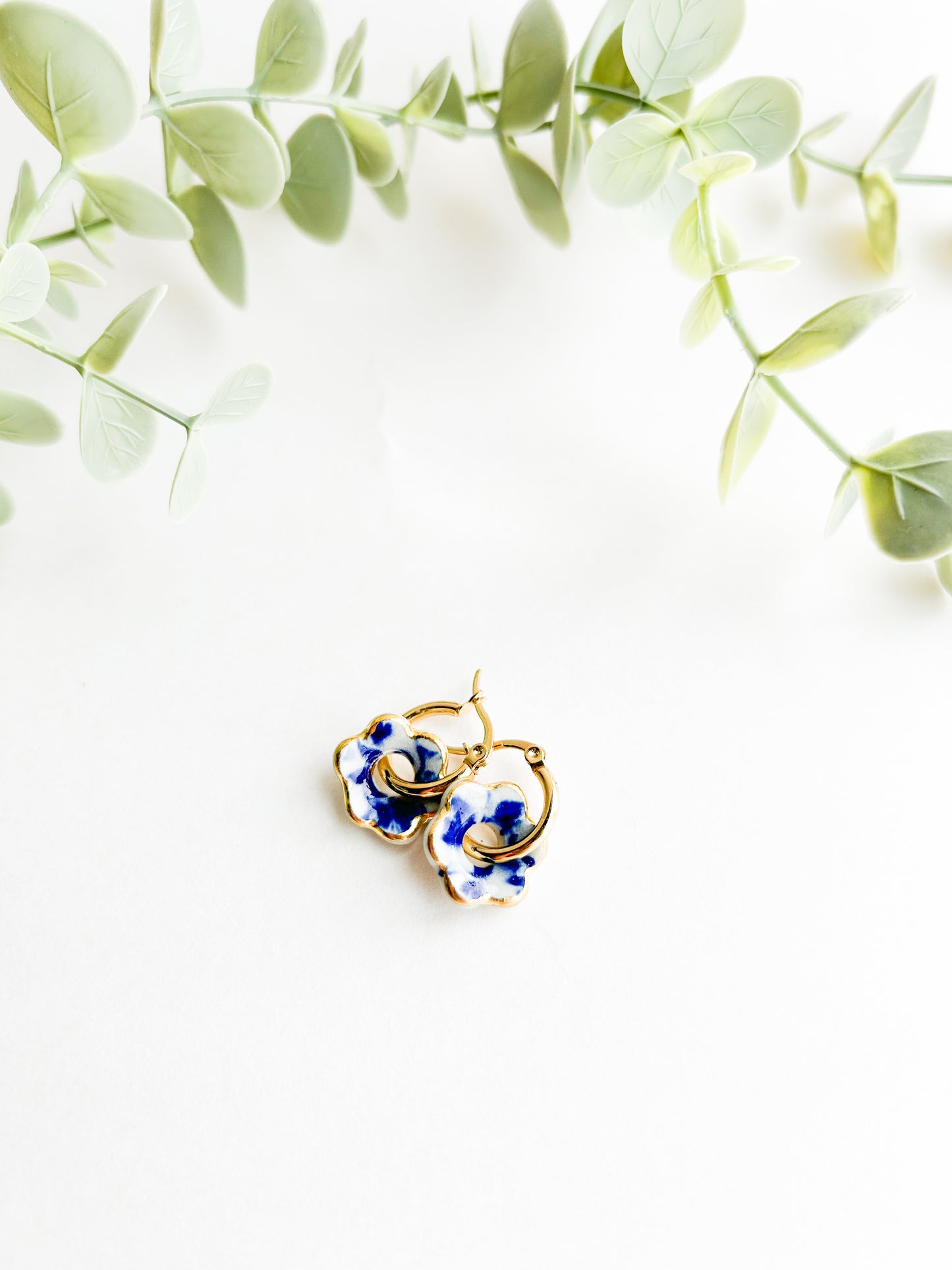 FLOR EARRINGS BLUE PRINT