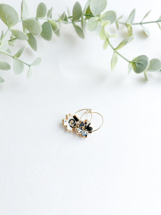 FLOR EARRINGS PRINT BLACK