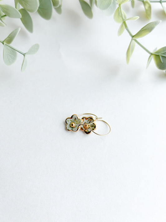 FLOR EARRINGS GREEN PRINT